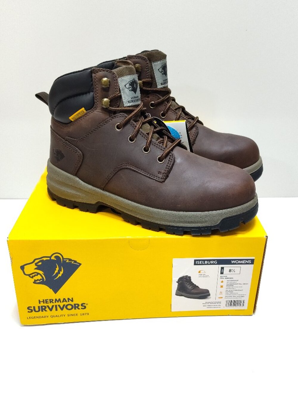 Herman Survivors Womens Iselburg Brown Steel Toe Waterproof Work Boots Size 8.5